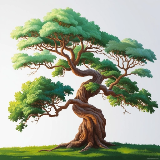 A Majestic Tree Illustration With Lush Vibran