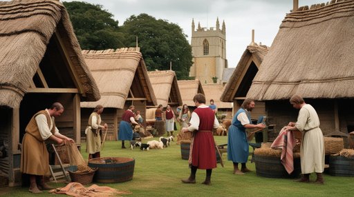 A Small Anglosaxon Village With Wooden Thatch