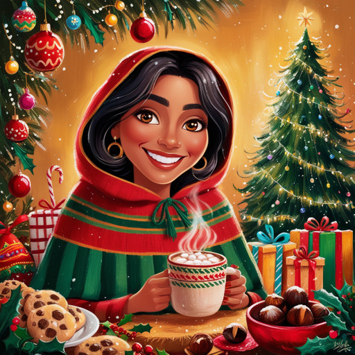 A Vibrant And Cozy Christmas Scene Depicting