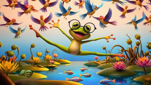 A Vibrant Whimsical 3D Cartoon Illustration O