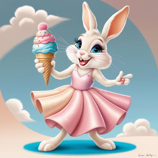 A Whimsical Illustration Of A Cheerful Rabbit