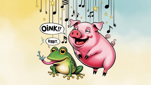 A Whimsical Illustration Of A Pig And A Frog