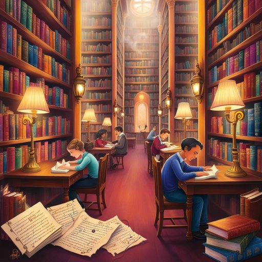 A Whimsical Illustration Of A Vibrant Library