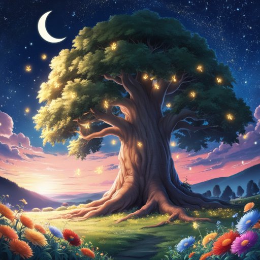 An Enchanting Animestyle Nighttime Landscape