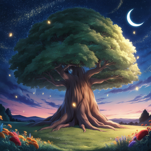 An Enchanting Animestyle Nighttime Landscape