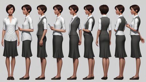 Character Model Sheet Of A Slender Fairskinne