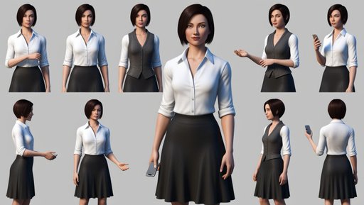 Character Model Sheet Of A Slender Fairskinne