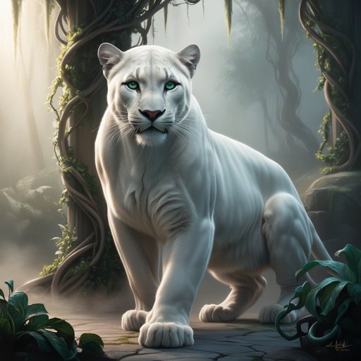 Majestic White Panther With Piercing Emerald