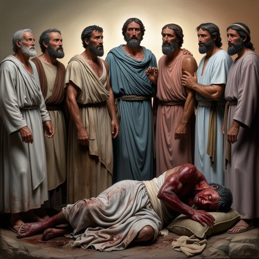 Seven Robust Men Clad In Traditional Biblical