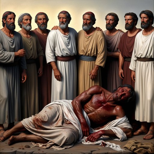 Seven Robust Men Clad In Traditional Biblical