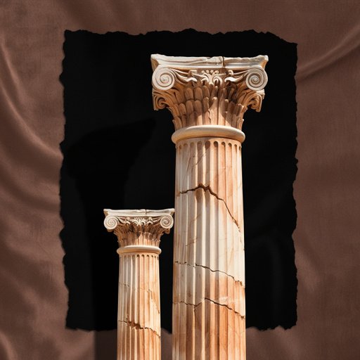 Two Intricately Carved Ancient Greek Columns