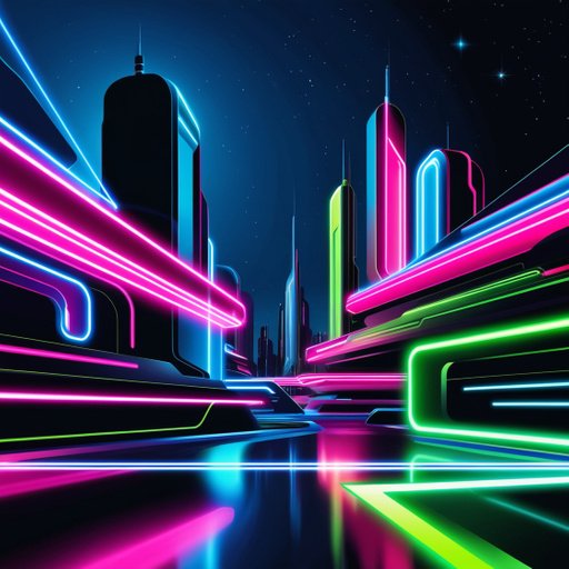 Vibrant Neon Lights Illuminate A Futuristic C