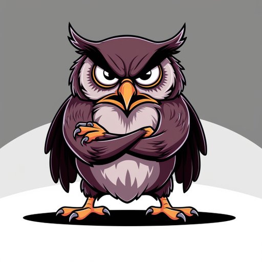 A Sinister Cartoon Owl With A Sour Expression