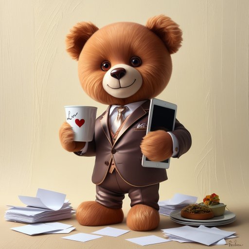 Whimsical Cartoonist Teddy Bear With