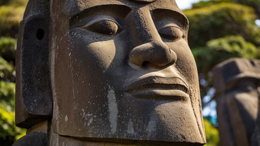 Lifelike Vision Detail Of A Moai Stone Statue