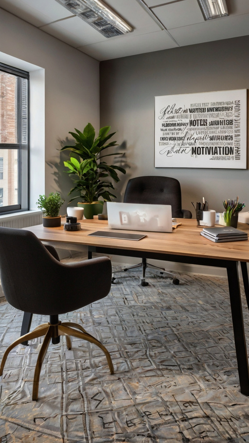 Stock Photography A Modern Workspace With Inspirational Quotes